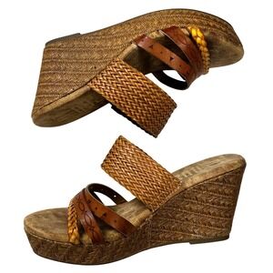 Brown Woven Wedge Sandals